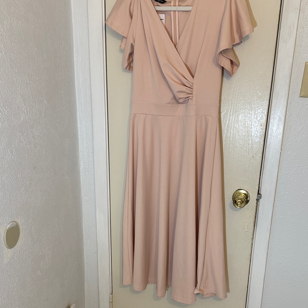 Elegant Blush Pink Wrap Dress